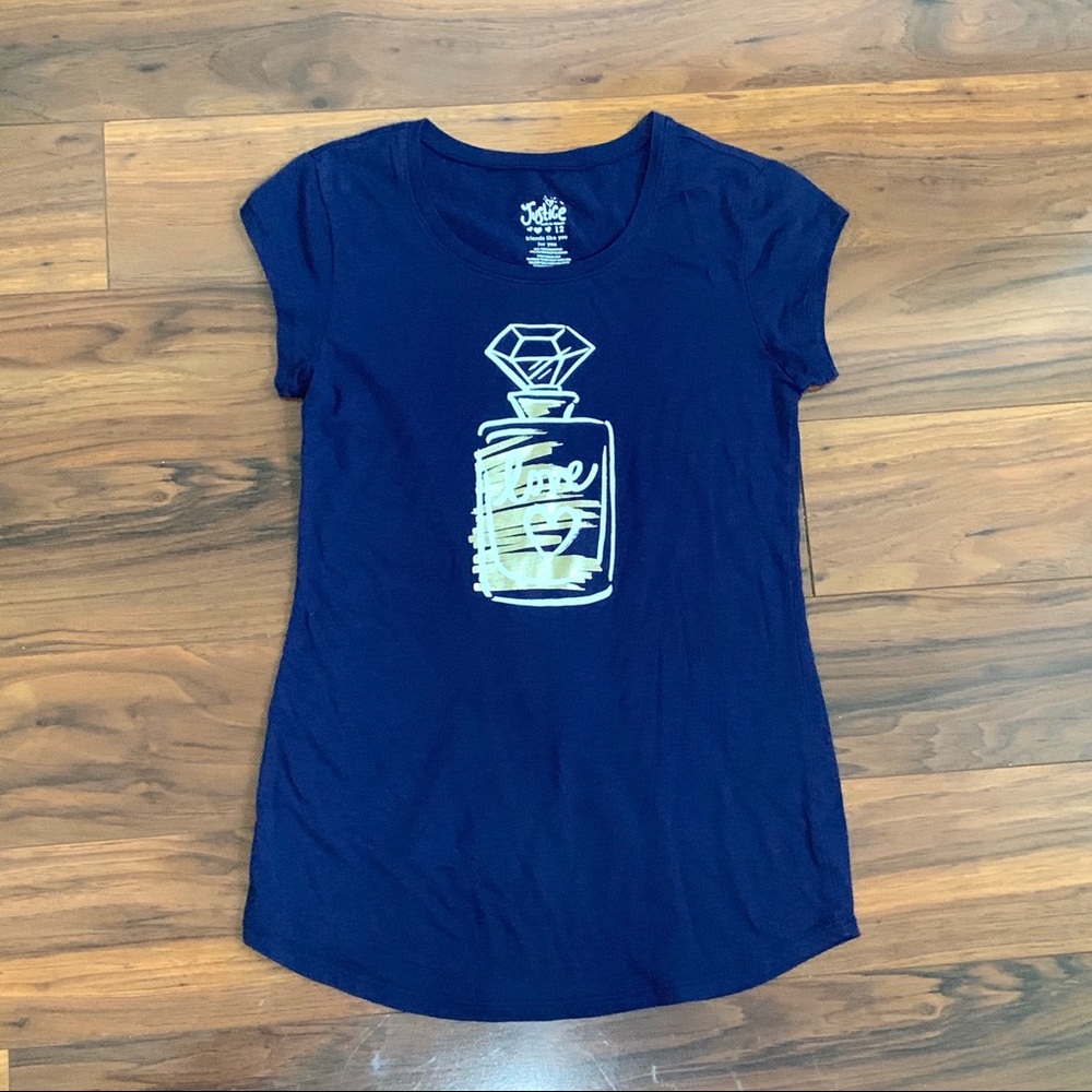 Justice Girls Navy Blue Graphic Tee Size 12 Youth